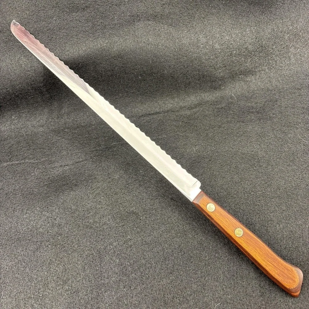 Vintage Flint‎ Vanadium Serrated Slicing or Bread Knife Stainless USA Made 14 in